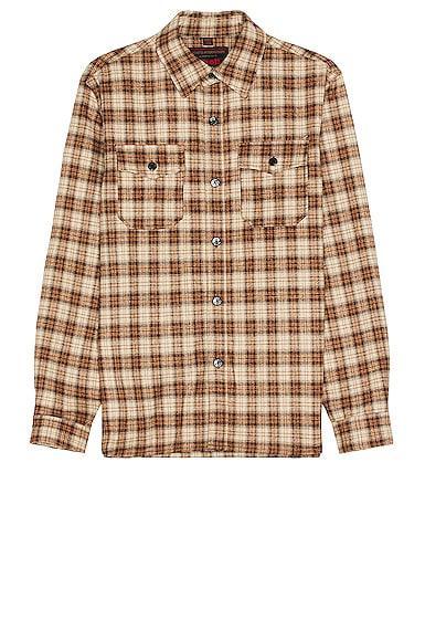 Schott NYC Plaid Cpo Shirt in Brown Product Image