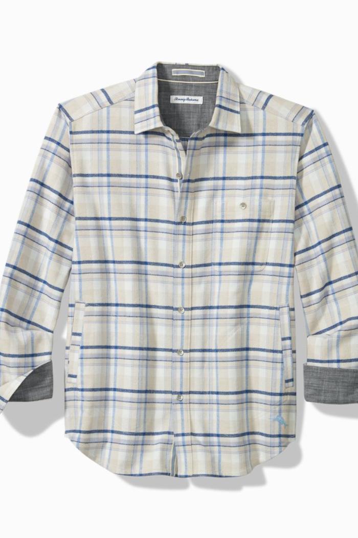 Lei'd Back Flannel Shirt Jacket- Stone Khaki Product Image