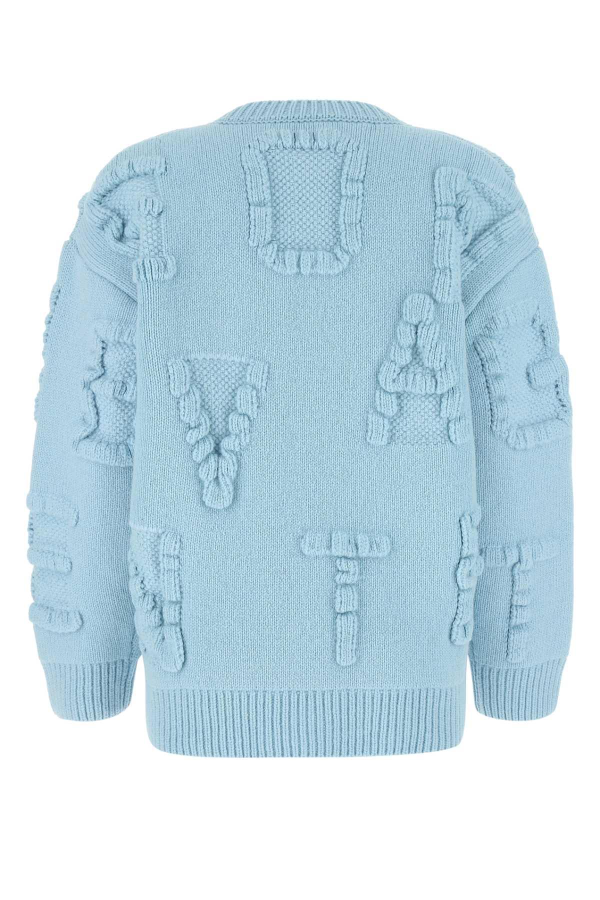 BOTTEGA VENETA Alphabet Blue Jacquard-knit Jumper In Pale Blue Product Image