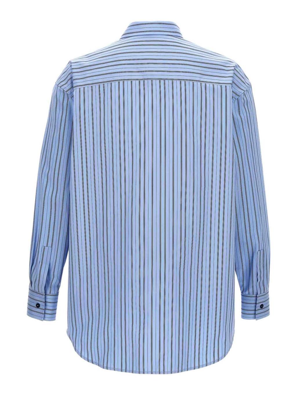 OFF-WHITE Striped Cotton Shirt In Placid Blue Product Image
