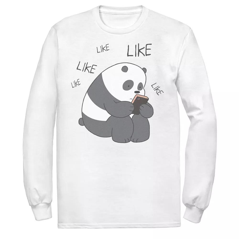 Men's Cartoon Network We Bare Bears Like Like Like Texting Long Sleeve Tee, Size: XXL, White Product Image