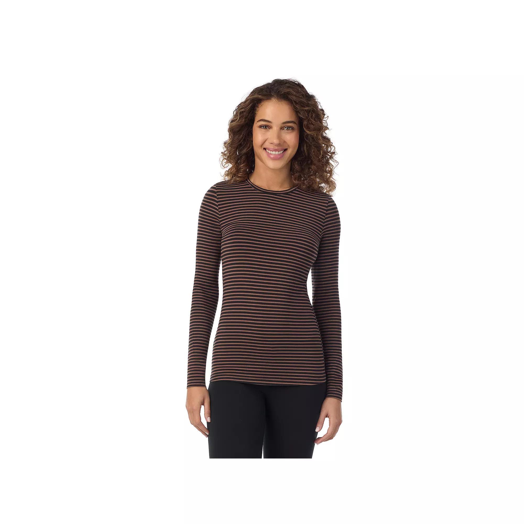 Women's Cuddl Duds® Softwear with Stretch Long Sleeve Top, Size: Medium, Ivory Houndsto Product Image