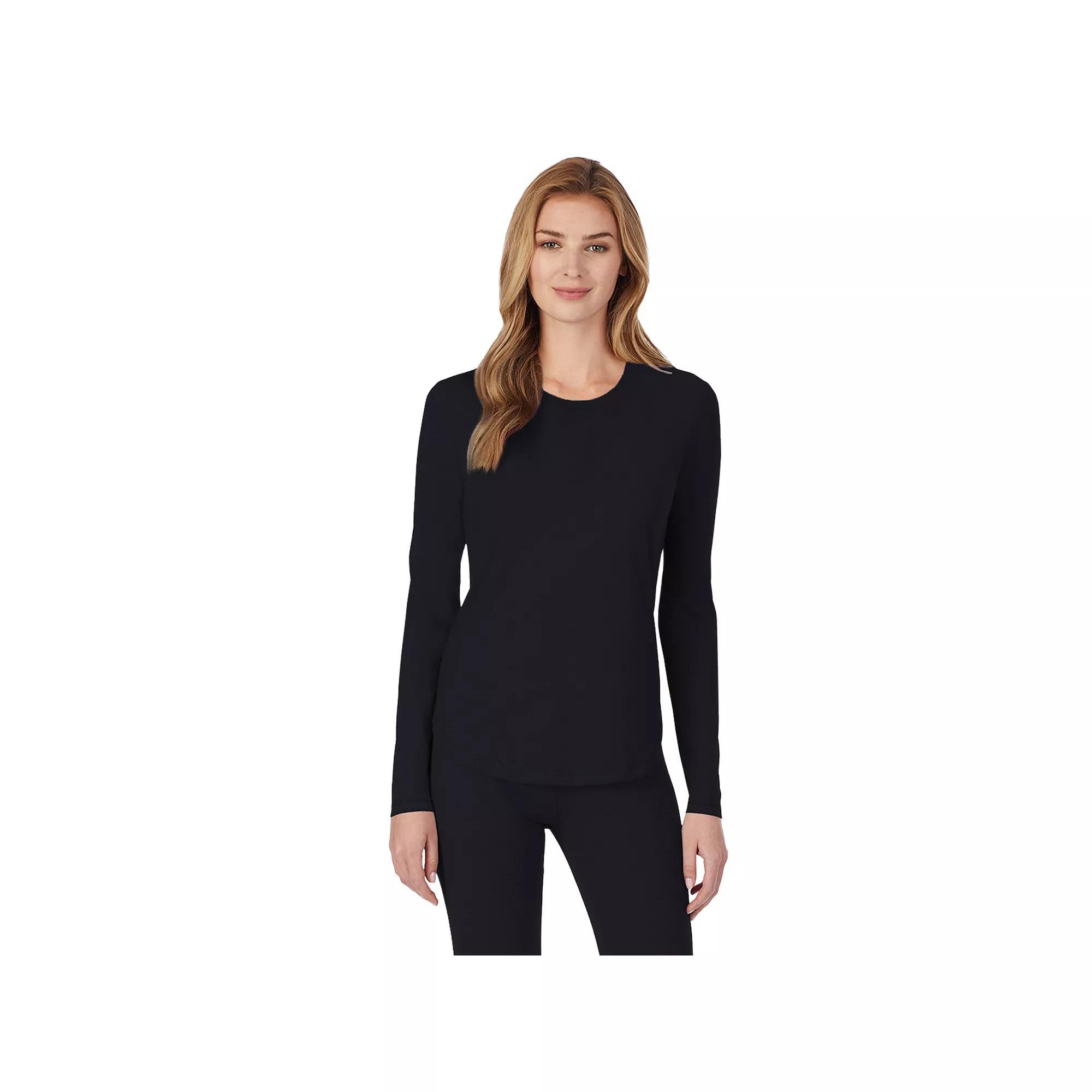 Petite Cuddl Duds® Under Scrubs Crewneck Top, Women's, Size: Large Petite, Black Product Image