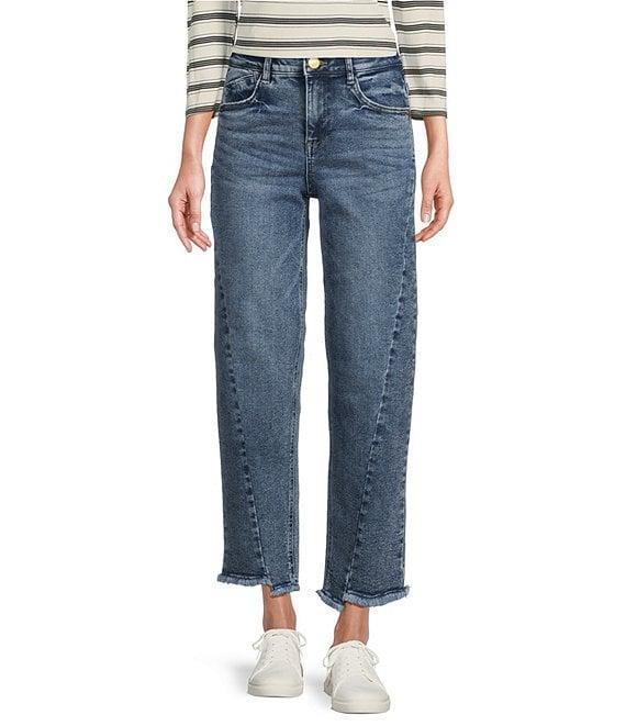 Democracy #double;Ab#double;solution® High Rise Straight Leg Frayed Hem Ankle Jeans Product Image