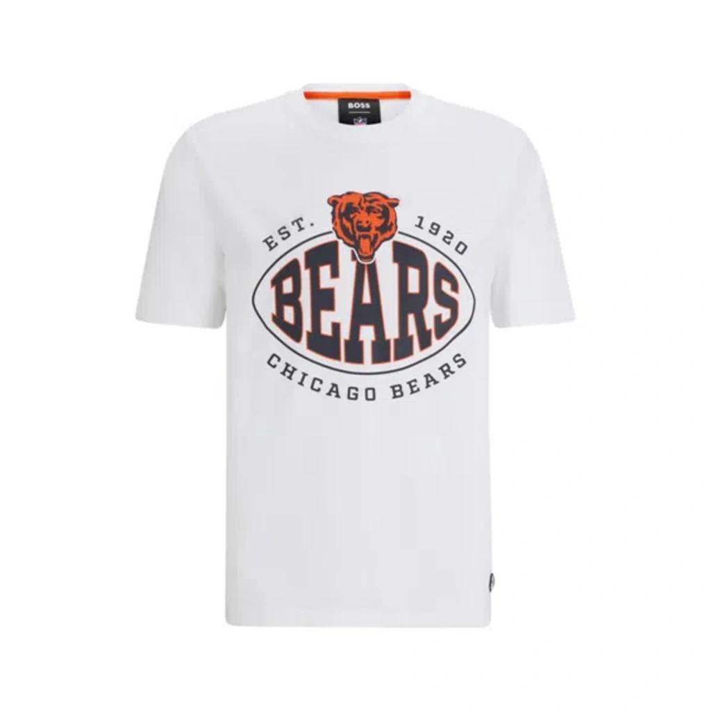 HUGO BOSS Boss X Nfl Stretch-cotton T-shirt With Collaborative Branding In White Product Image