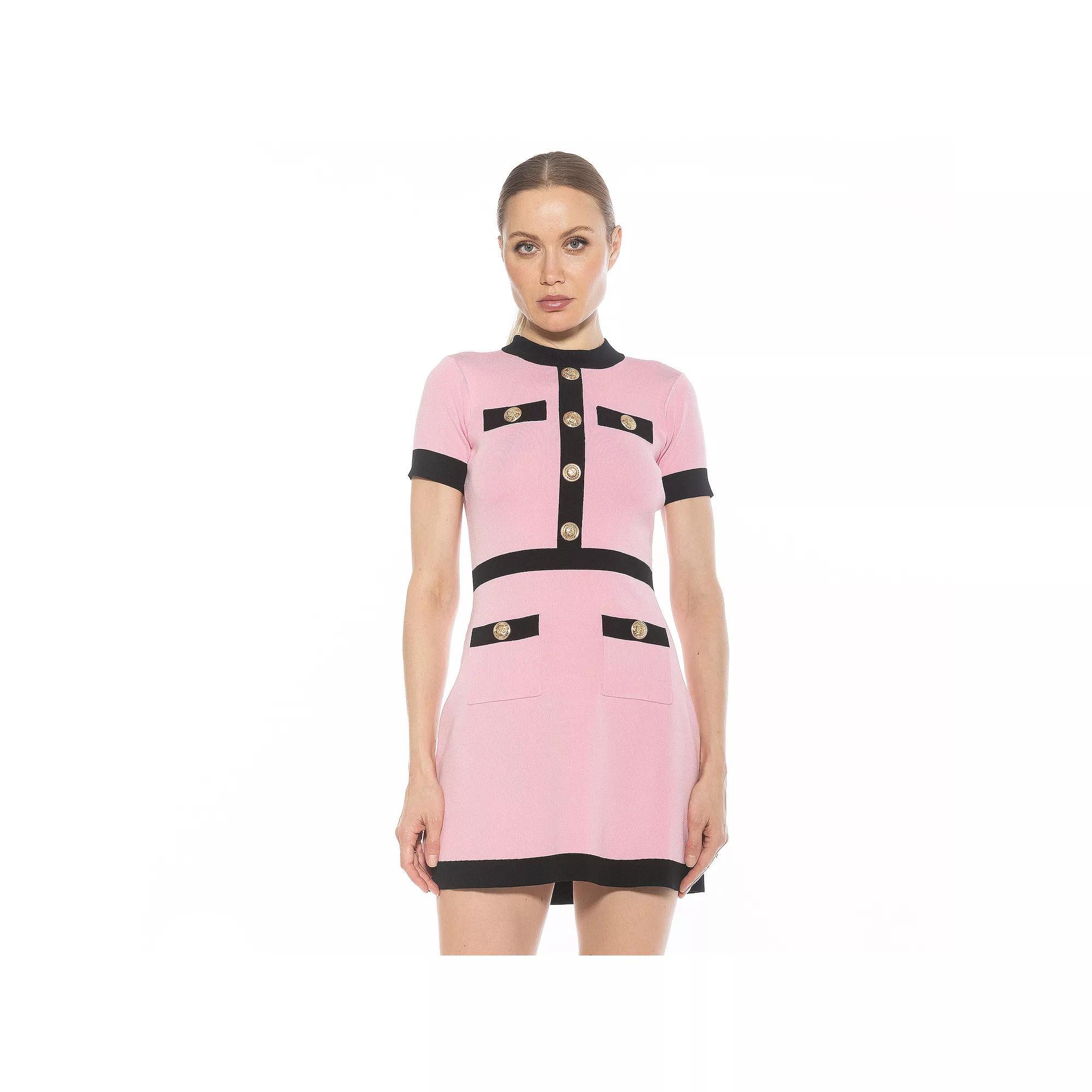 Women's ALEXIA ADMOR Beatrix Short Sleeve Fit & Flare Dress, Size: Medium, Pink Product Image