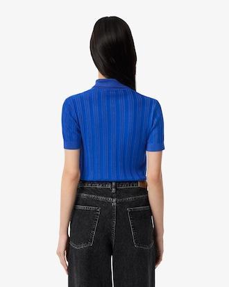 Ribbed Knit Polo Collar Sweater Product Image