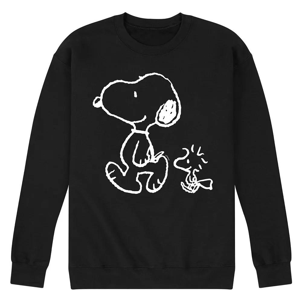 Mens Peanuts Snoopy Woodstock Fleece Sweatshirt Pink Product Image