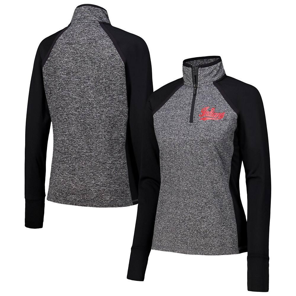 Women's Black Indiana Hoosiers Finalist Raglan Quarter-Zip Jacket, Size: Small Product Image