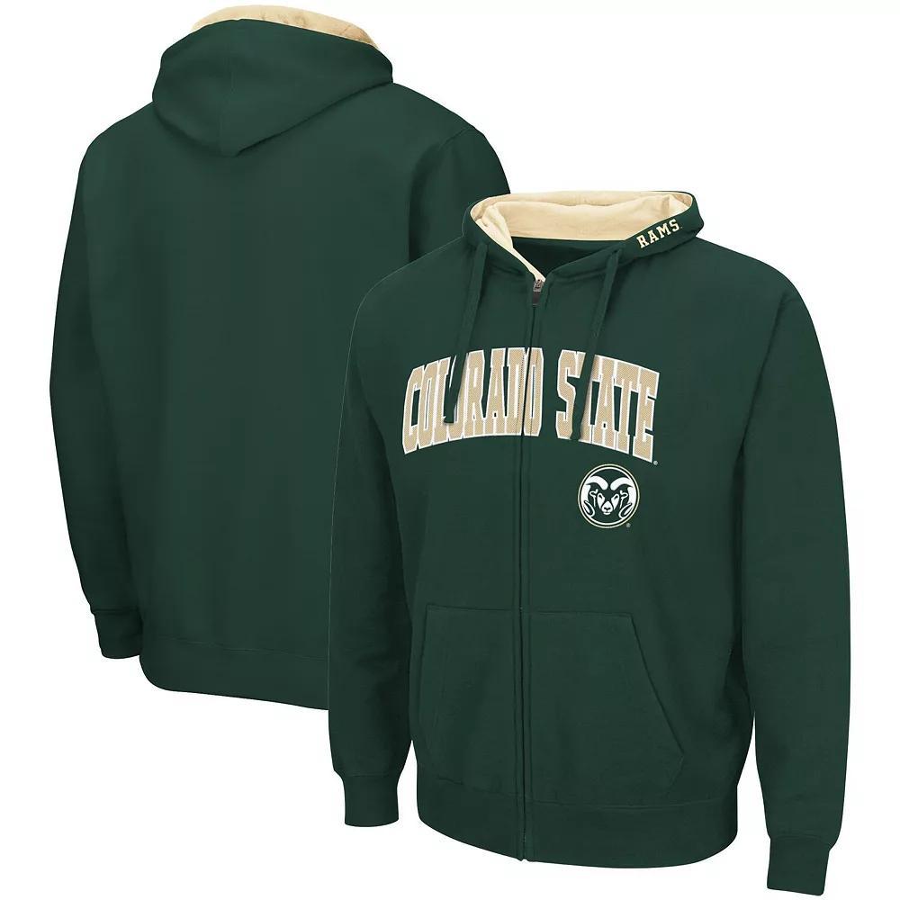 Men's Colosseum Green Colorado State Rams Arch & Logo 3.0 Full-Zip Hoodie, Size: 3XL Product Image