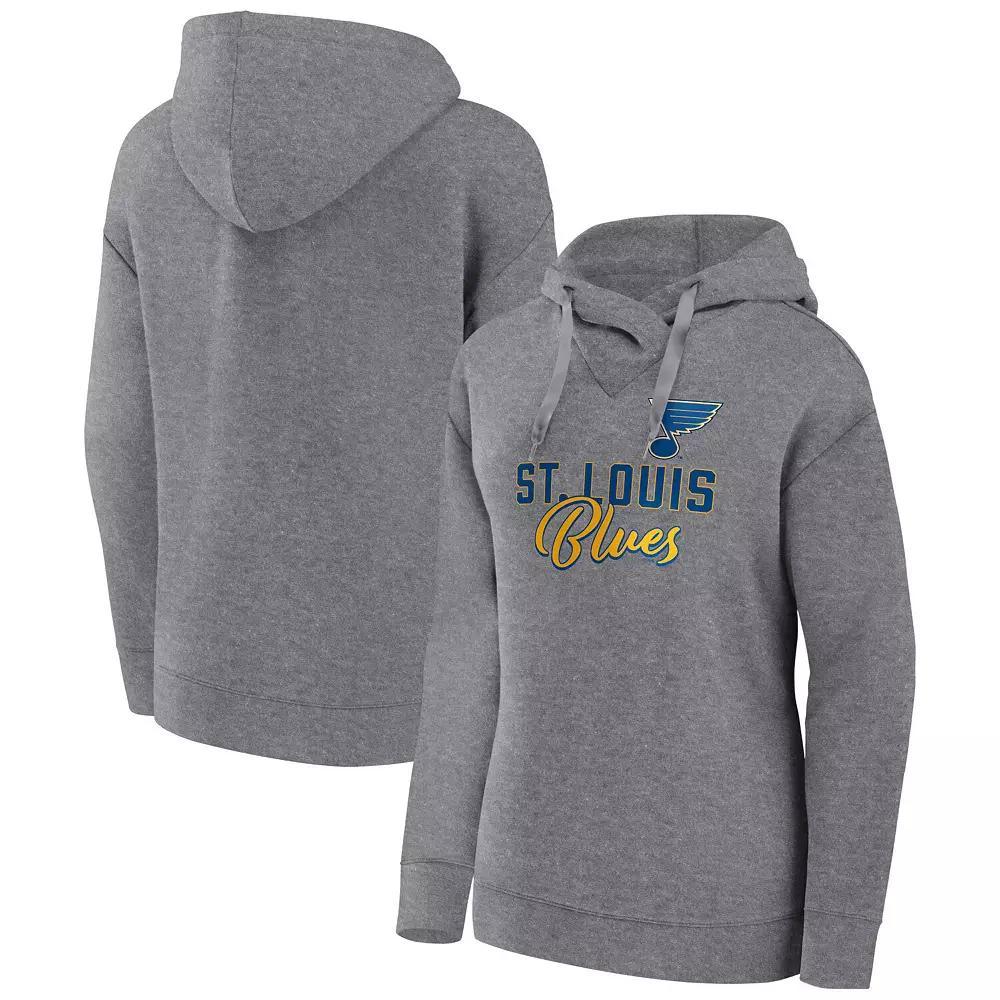 Women's Fanatics Branded Heather Gray St. Louis Blues Script Favorite Pullover Hoodie, Size: Medium, Grey Product Image