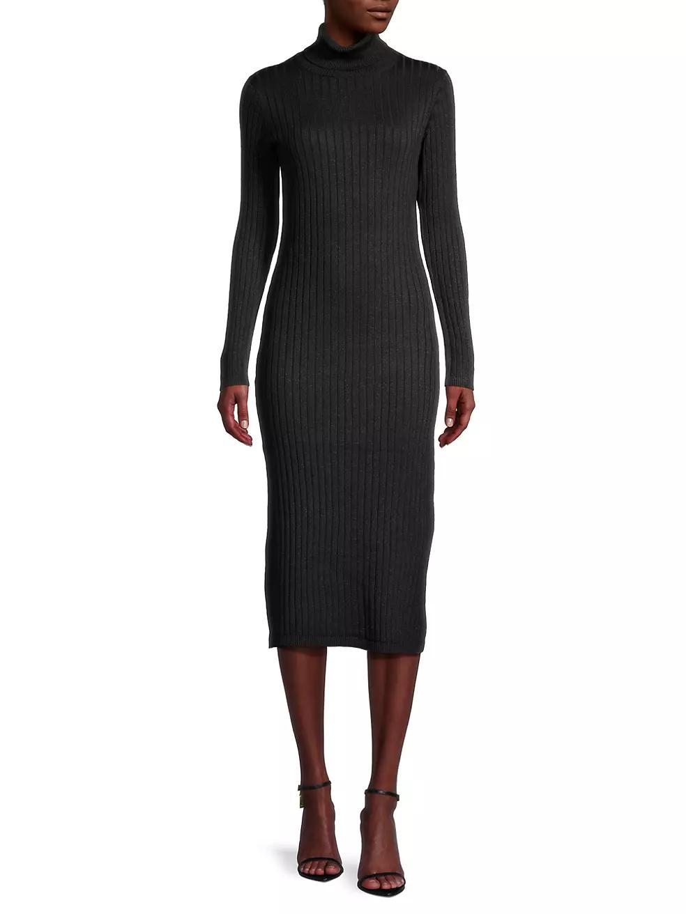 Metallic Cotton-Blend Turtleneck Sweaterdress Product Image