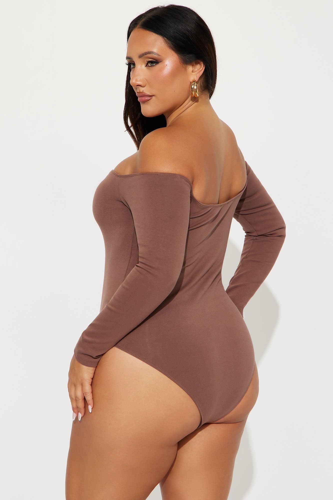 Kelly  Off Shoulder Bodysuit - Mocha Product Image