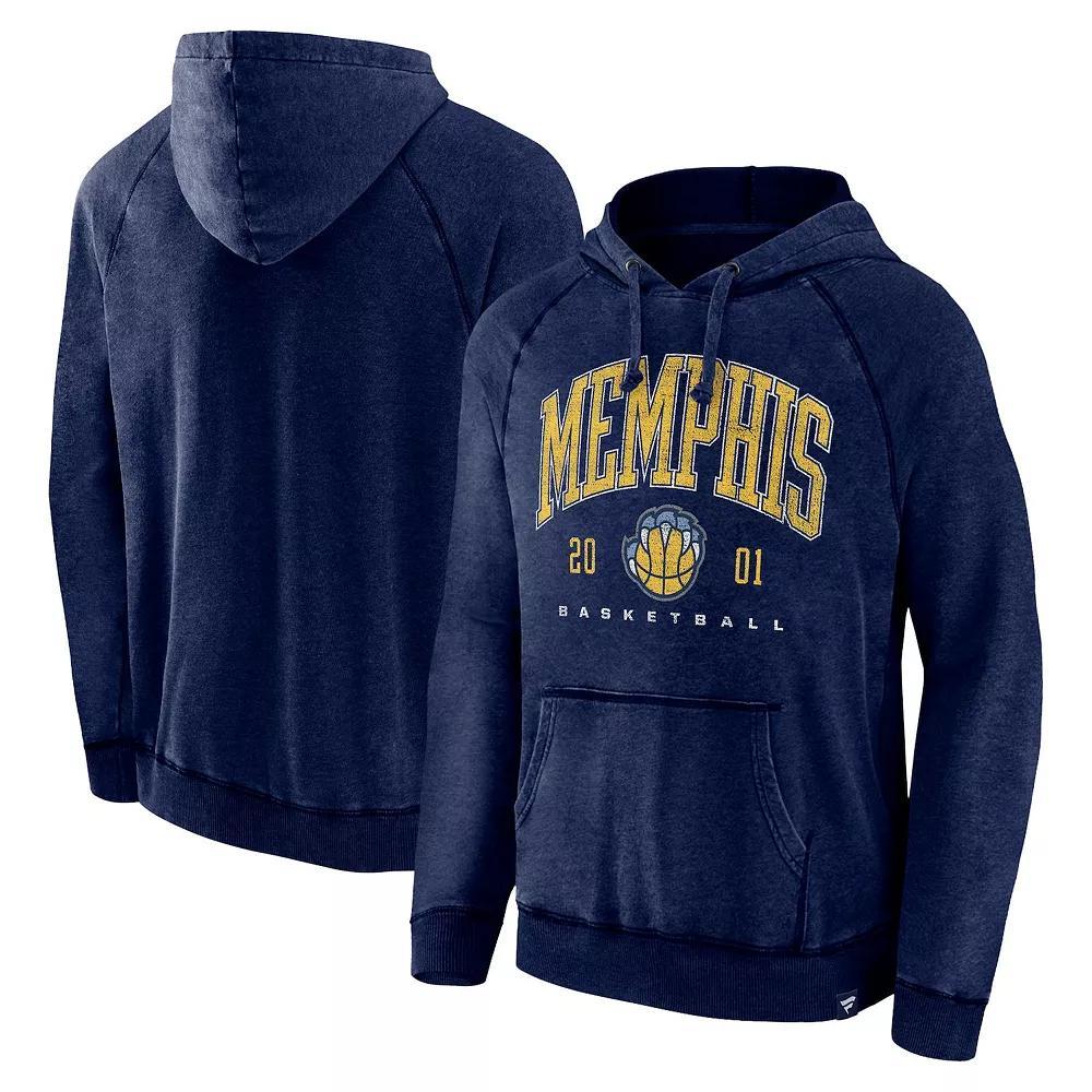 Men's Fanatics Branded Heather Navy Memphis Grizzlies Foul Trouble Snow Wash Raglan Pullover Hoodie, Size: Large, Grz Team Product Image