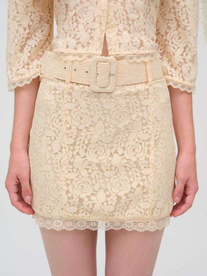 Lucy Lace Mini Skirt — Ivory Product Image