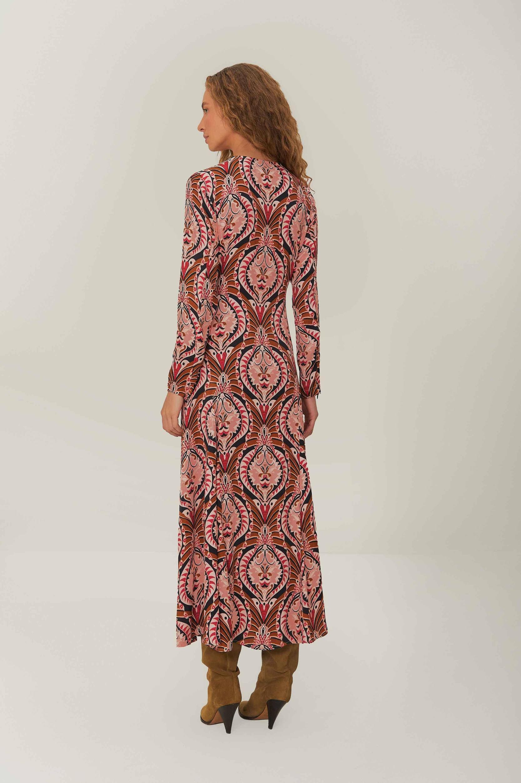 Brown Pineapple Jewelry Midi Dress, PINEAPPLE JEWELRY MULTICOLOR / XS Product Image