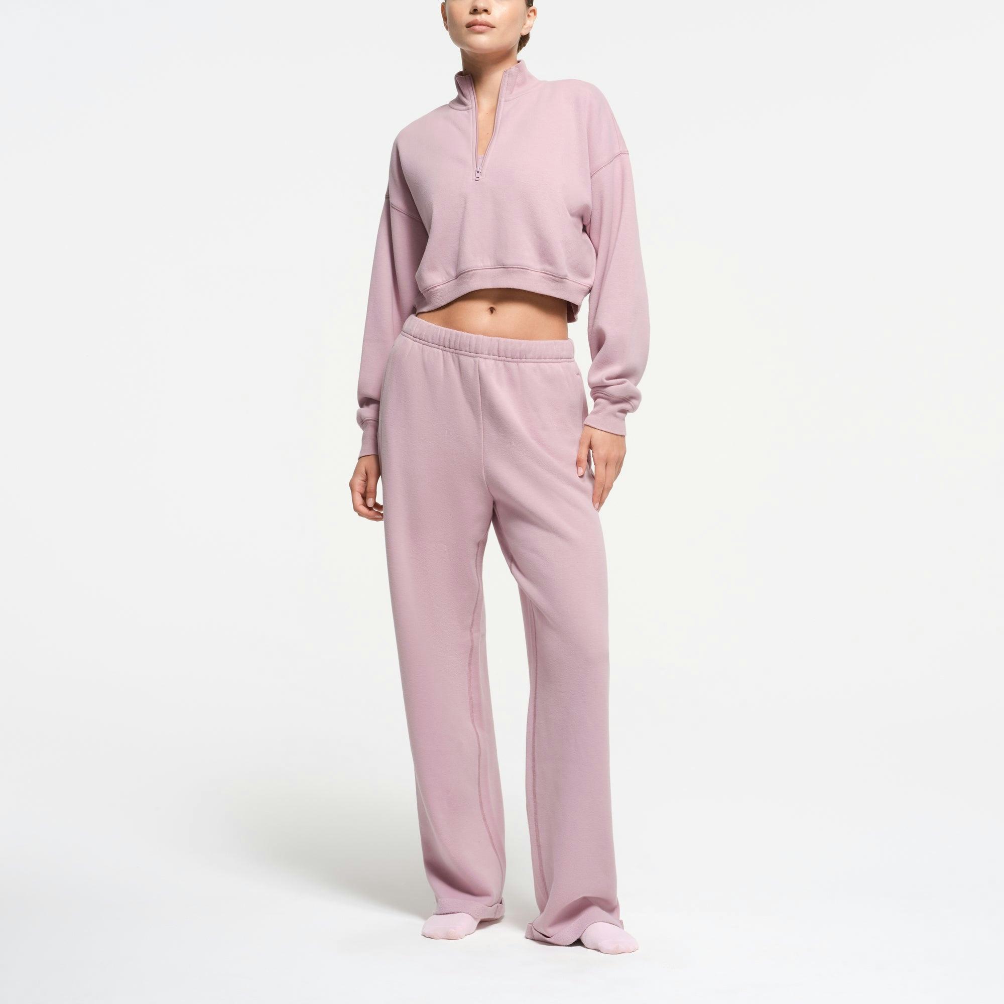 COTTON FLEECE CROPPED HALF ZIP PULLOVER | DUSK Product Image