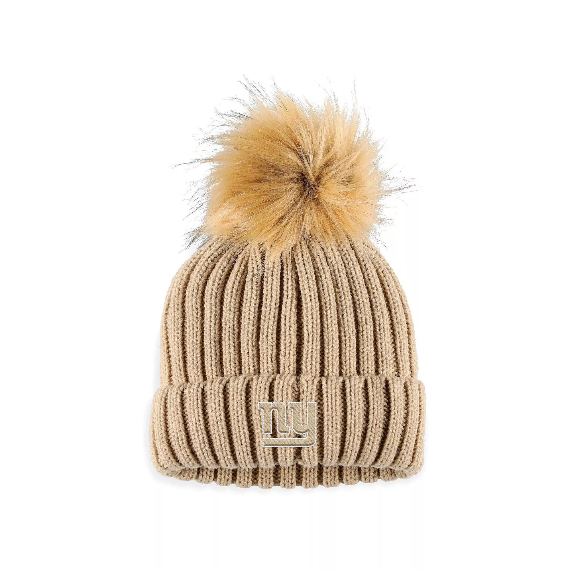 Womens WEAR by Erin Andrews Natural Las Vegas Raiders Neutral Cuffed Knit Hat with Pom Product Image
