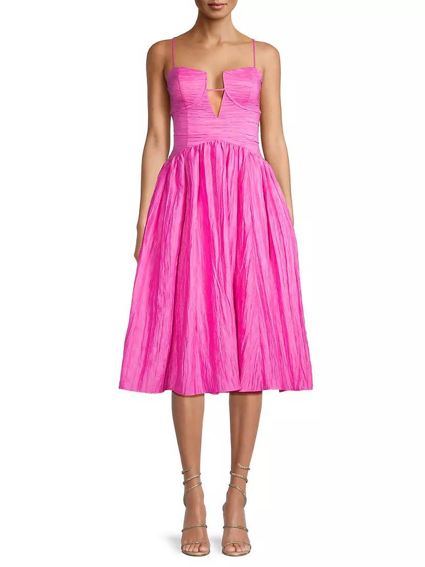 Crinkle A-Line Midi-Dress Product Image