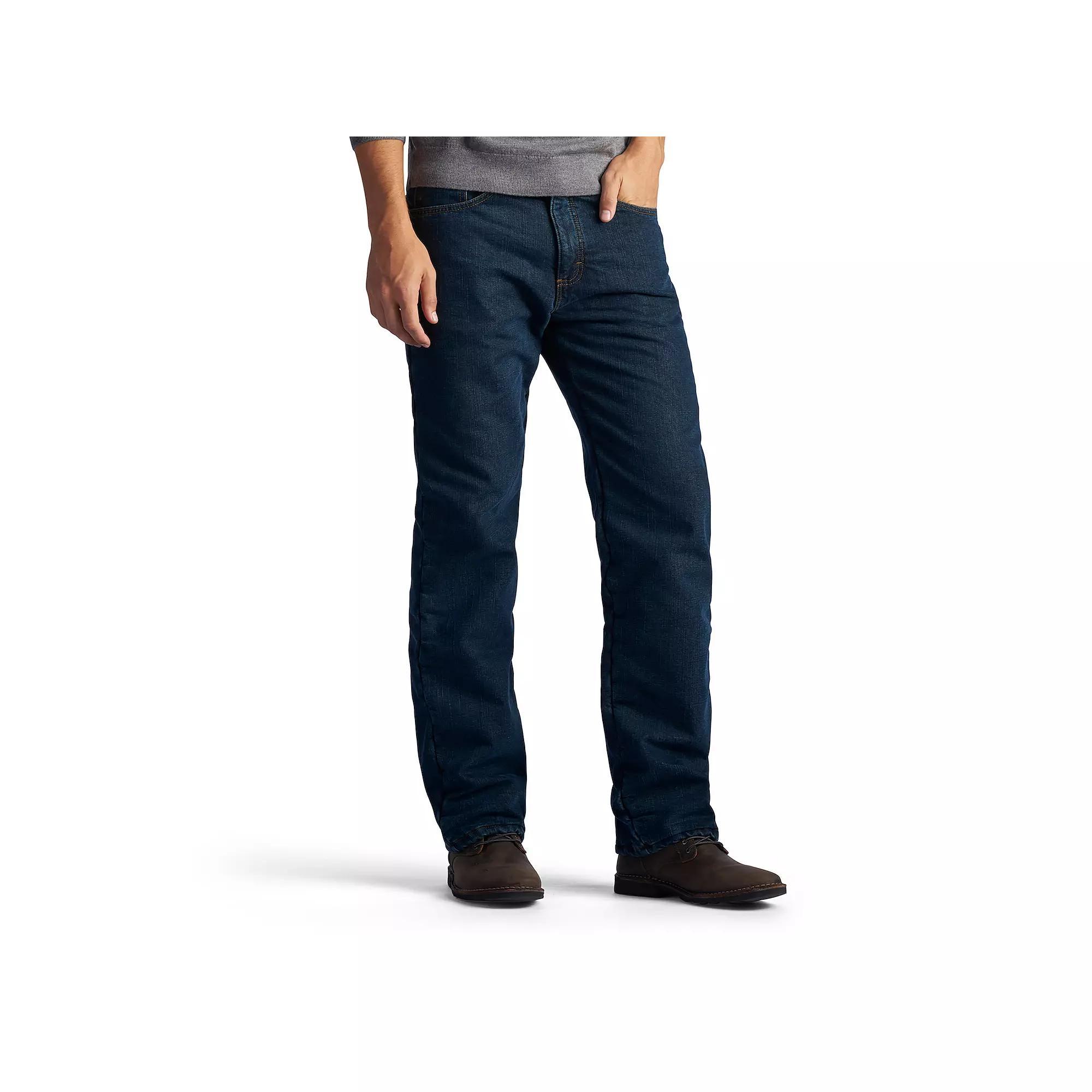 Men's Lee® Fleece-Lined Straight-Leg Jeans, Size: 38X29, Black Quartz Product Image