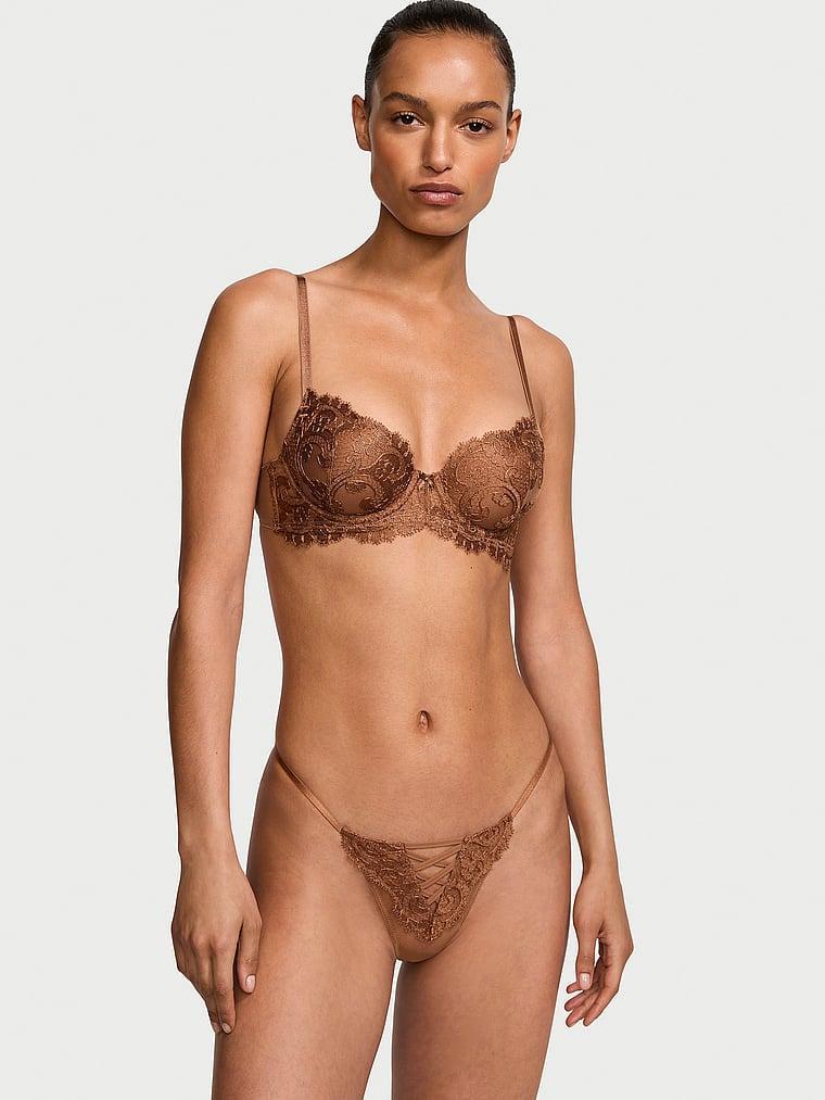 Boho Floral Embroidery Thong Panty Product Image