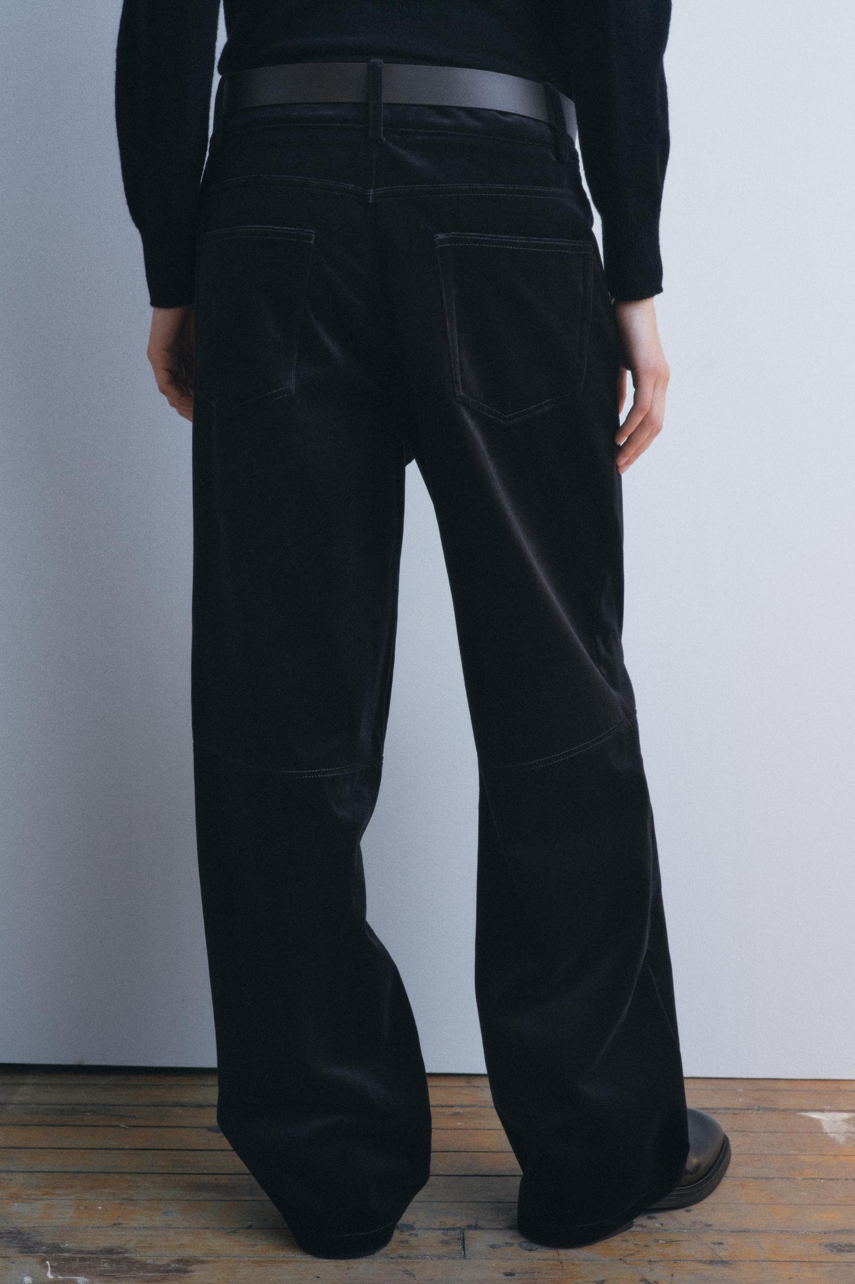 STRAIGHT LEG VELVET PANTS ZW COLLECTION Product Image