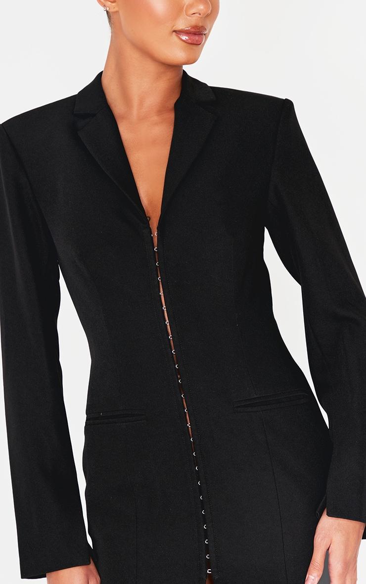 Black Hook And Eye Detail Blazer Dress Product Image