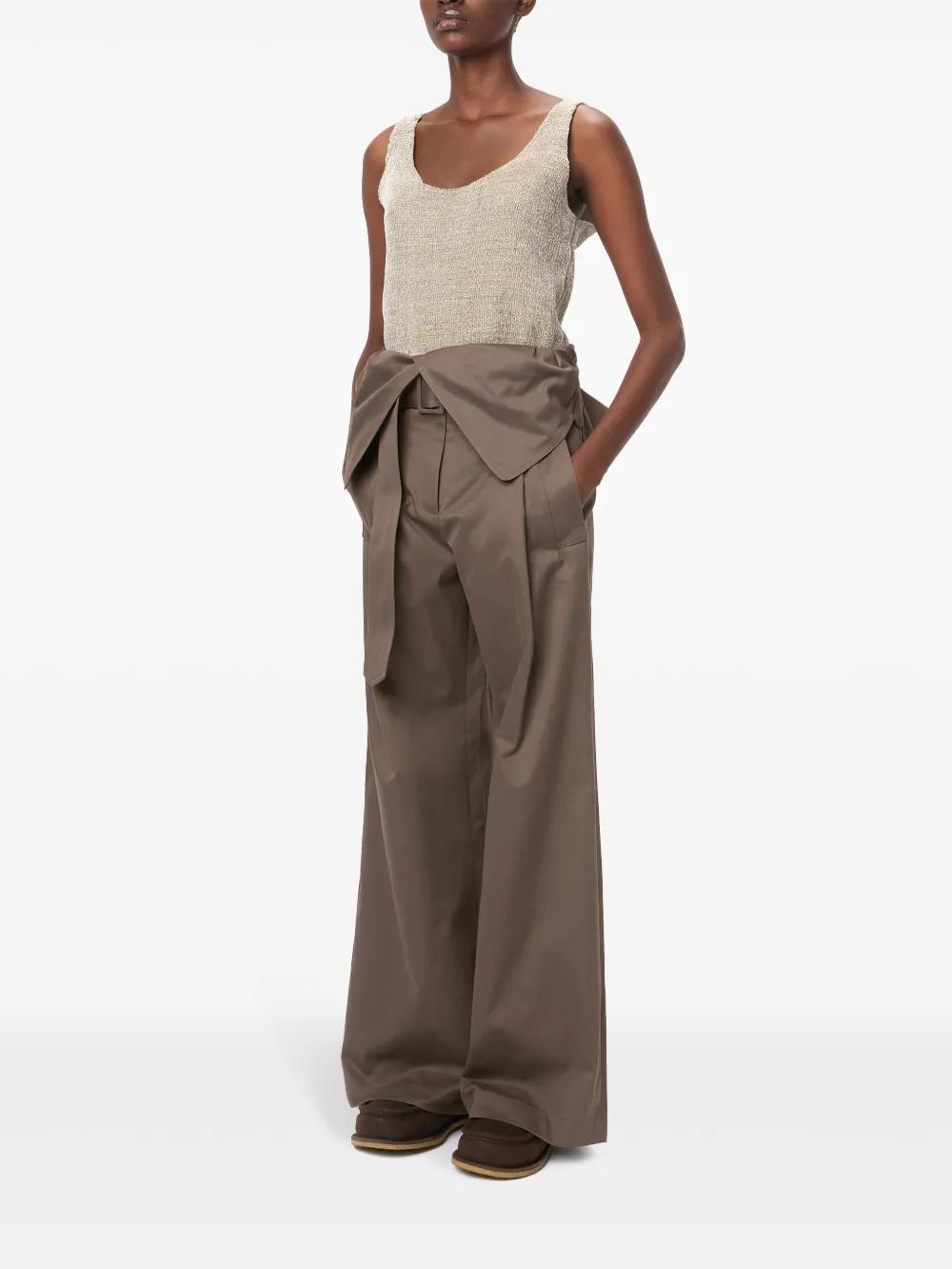 JW ANDERSON Fold Over Wide-leg Trousers In Brown Product Image