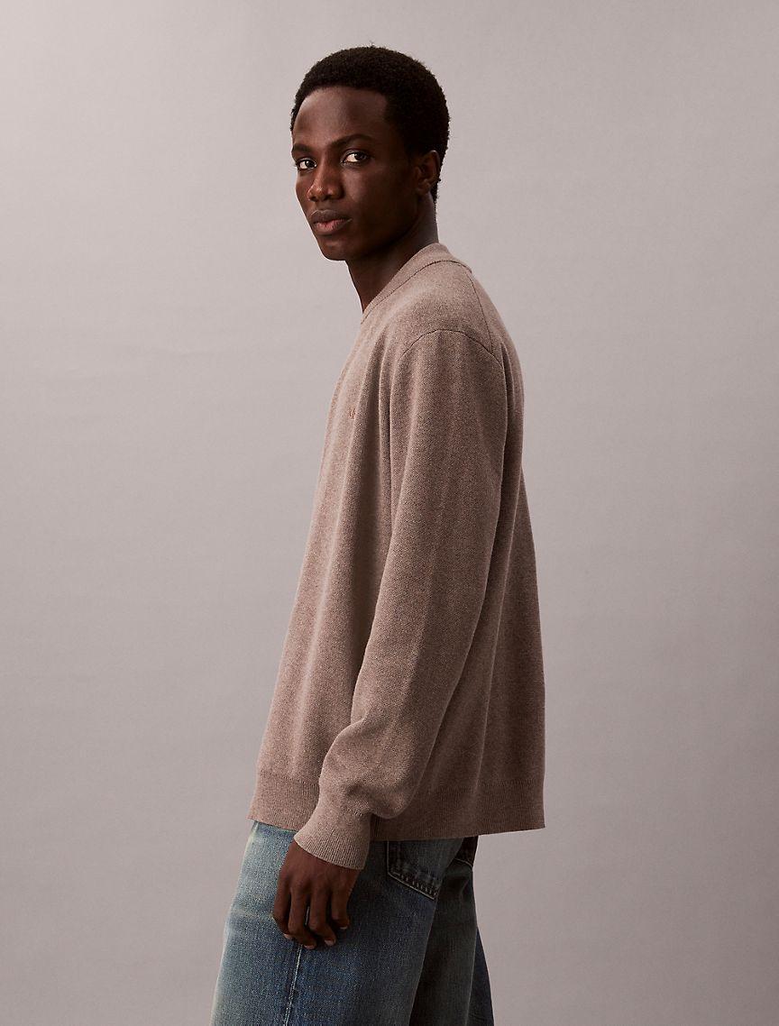 Smooth Cotton Sweater Bomber Jacket Product Image