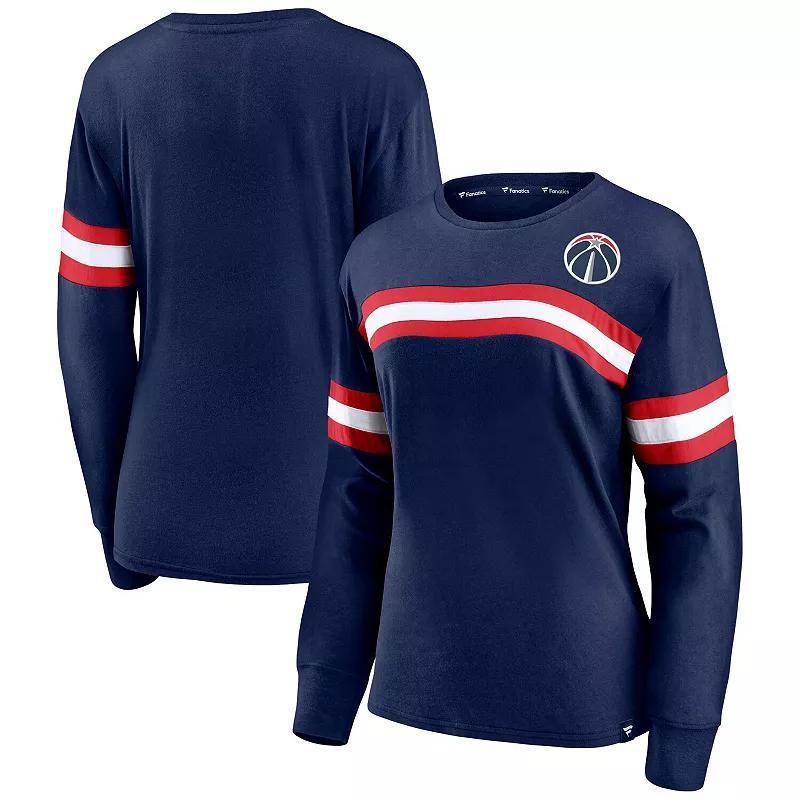 Women's Fanatics Black Toronto Raptors Block Party Chest Logo Striped Long Sleeve T-Shirt, Size: Large, Rpt Black Product Image