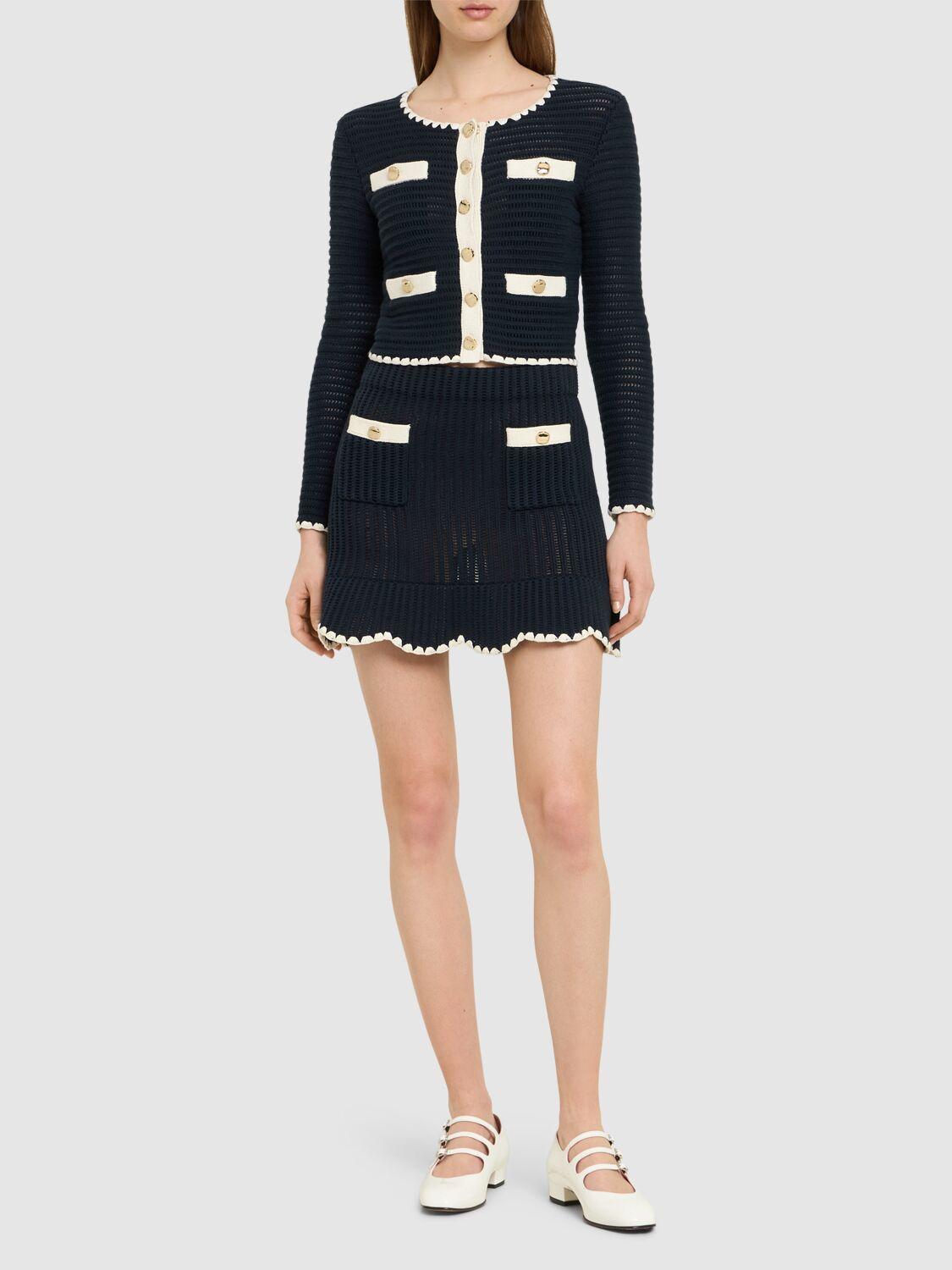 Crochet Trim Mini Skirt In Navy Product Image