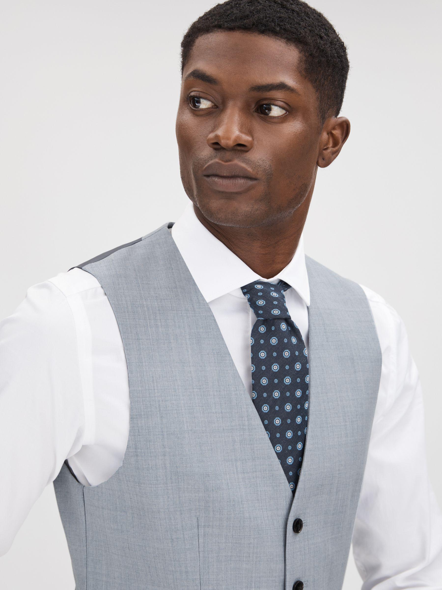 Slim Fit Wool Waistcoat in Soft Blue Product Image