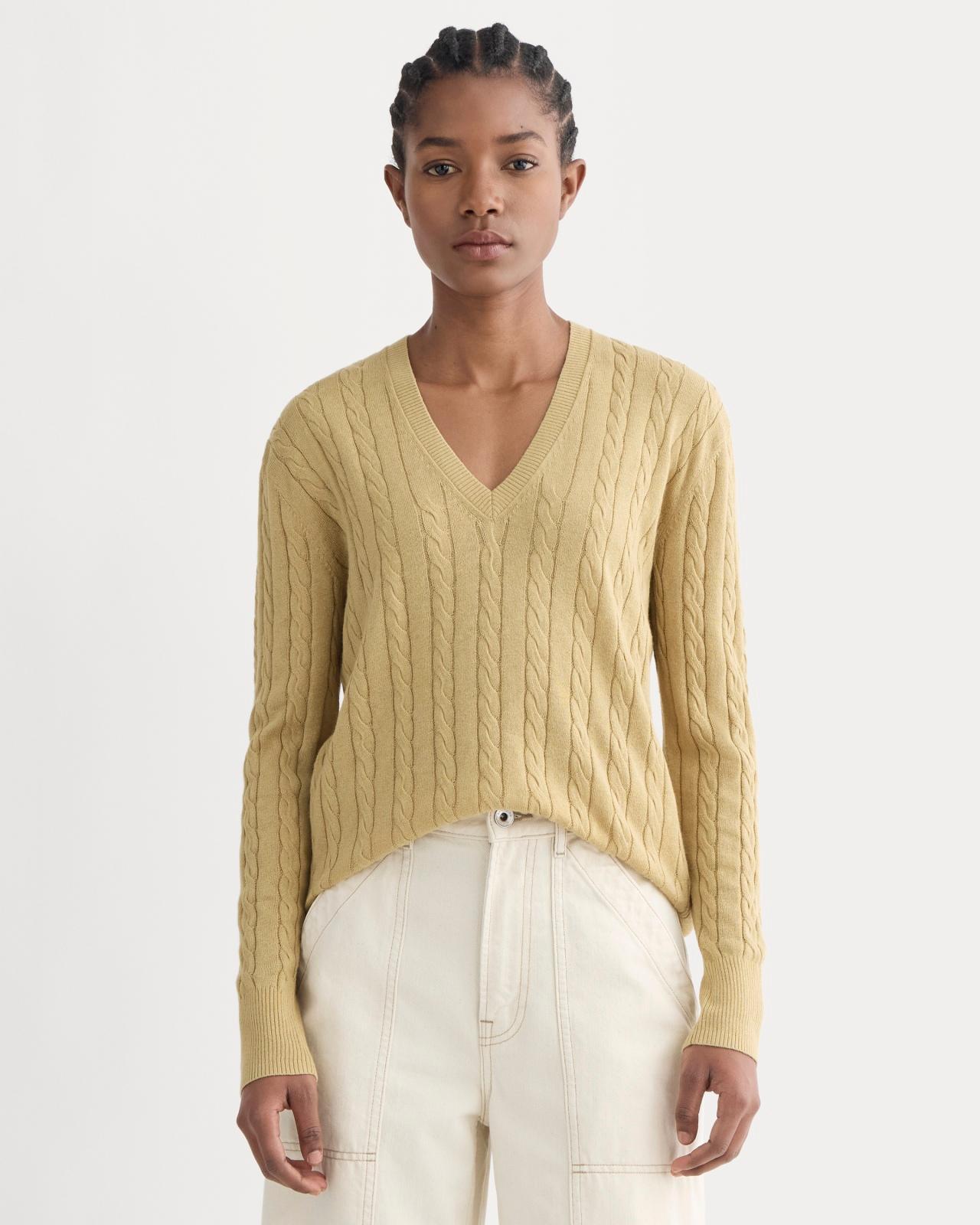 Womens Cable V-Neck in Cotton Cashmere Sweater by Everlane Product Image