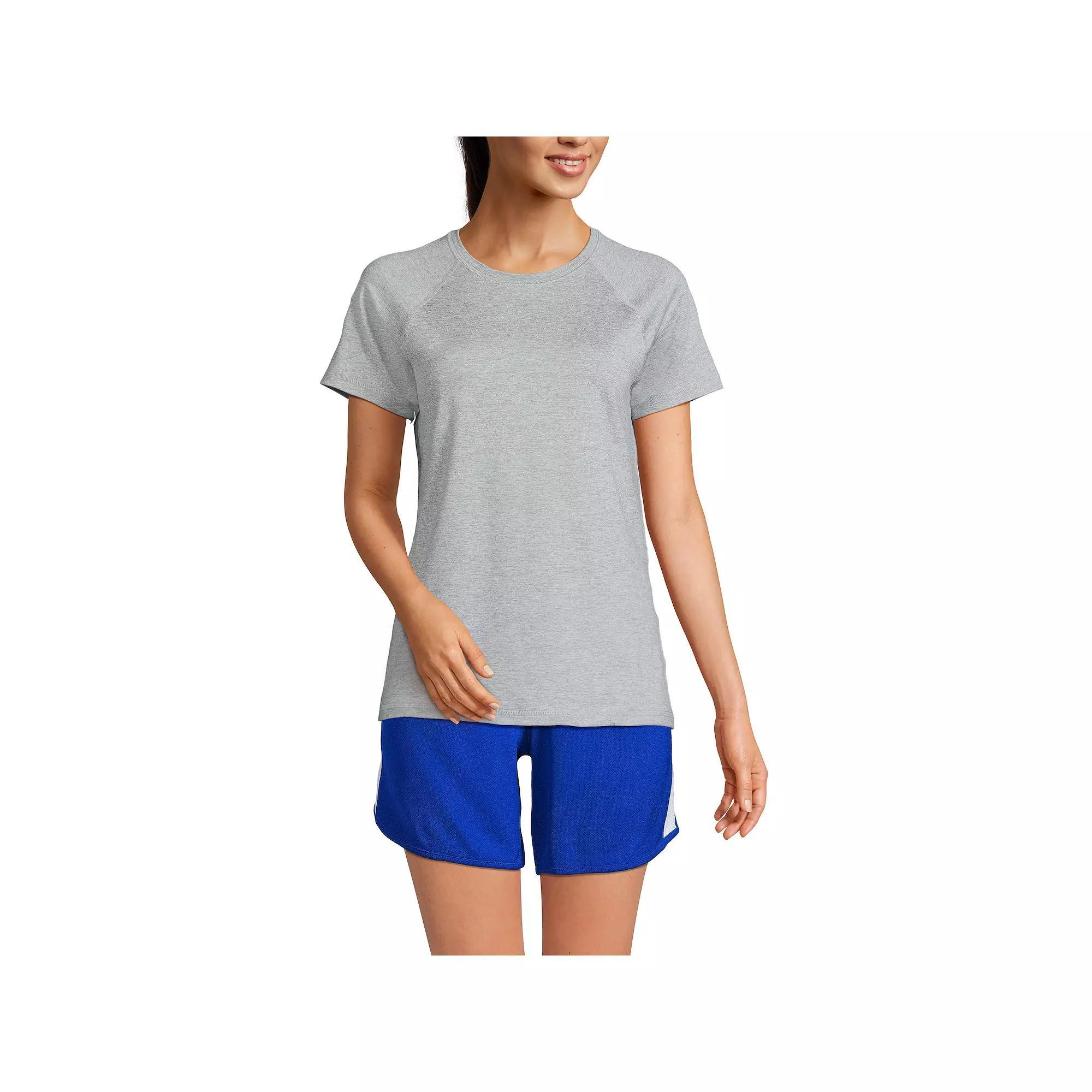 Women's Lands' End School Uniform Short Sleeve Active Tee, Size: Medium, Classic Blue Product Image