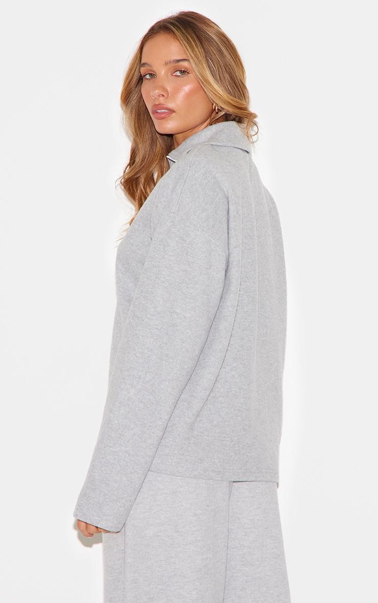  Grey Collared Zip Up Sweatshirt Product Image