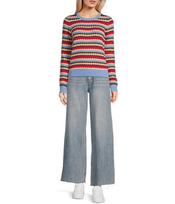 Prosperity Denim High Rise Wide Leg Raw Hem Trouser Jeans Product Image