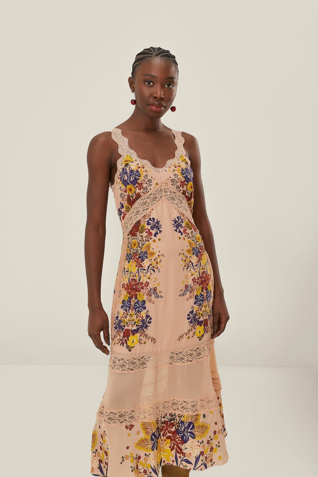 Pink Beauty Bouquet Sleeveless Maxi Dress, BEAUTY BOUQUET PINK / L Product Image
