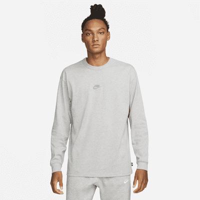 Nike Men's Sportswear Premium Essentials Long-Sleeve T-Shirt in Grey/Dark Grey Heather Size Large 100% Cotton Product Image
