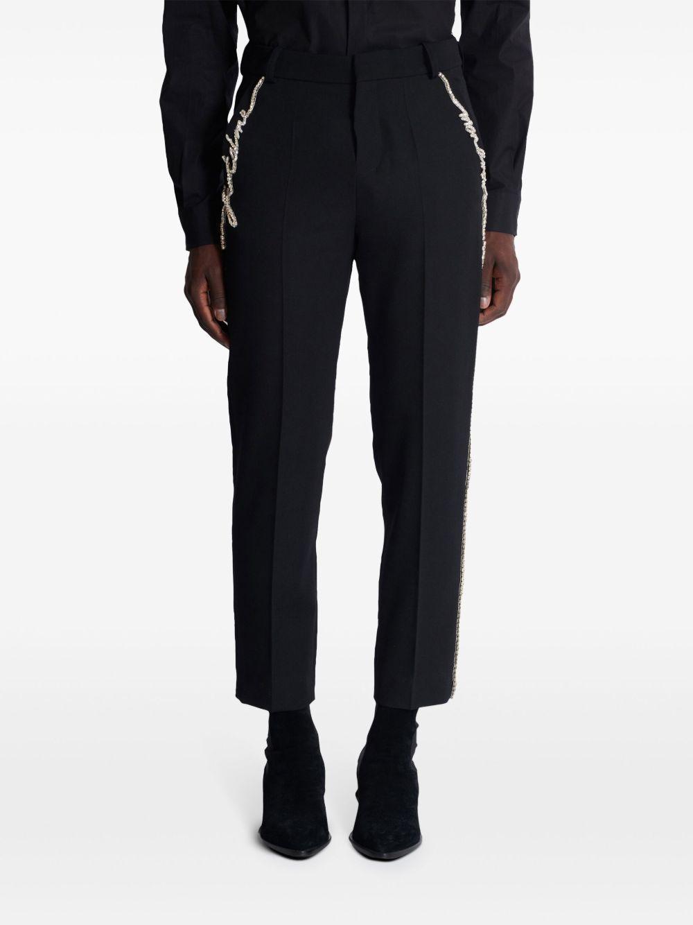 rhinestone-embellished straight-leg trousers Product Image