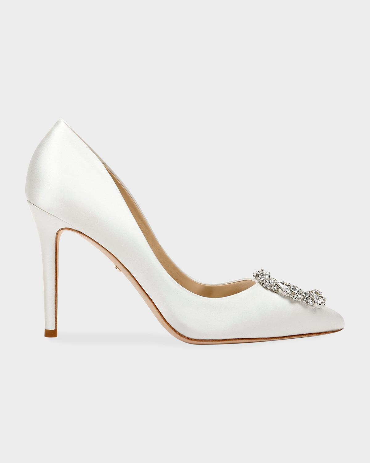 Cher Satin Buckle Cocktail High-Heel Pumps Product Image