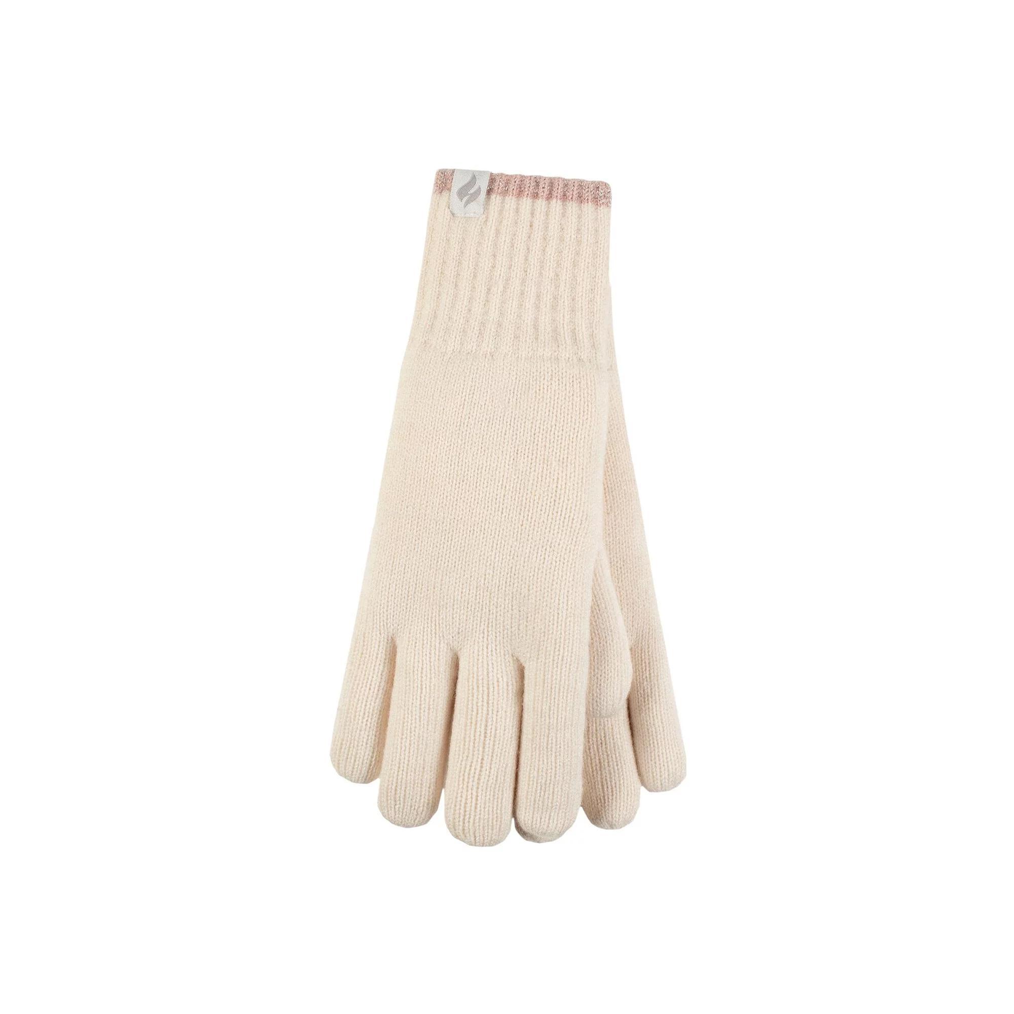 Women's Heat Holders Heatweaver Sparkle Striped Gloves, Size: Large-XL, Buttercream Product Image