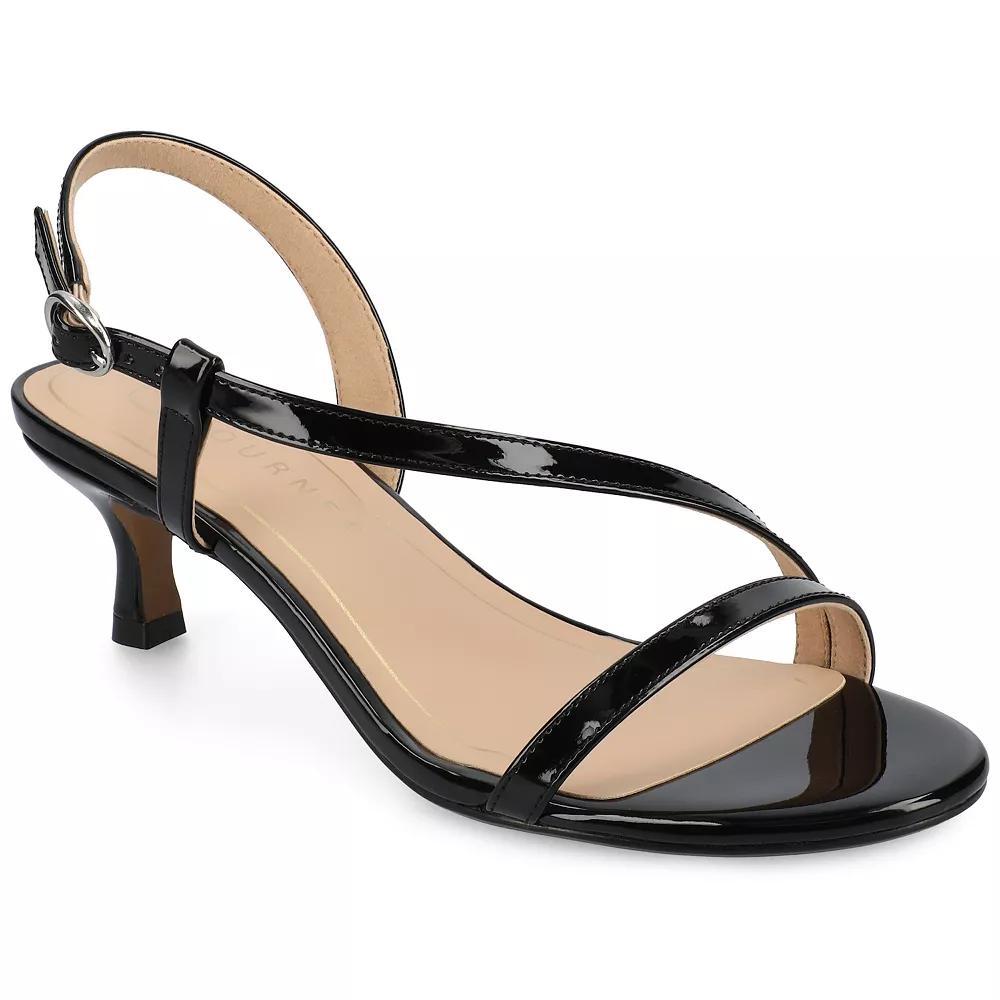Journee Jemry Women's Crossover Strap Kitten Heel Dress Sandals, Size: 7.5, Patent Black Product Image