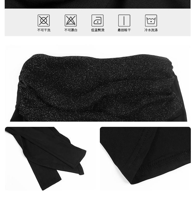 Glitter Off-Shoulder Knit Crop Top Product Image