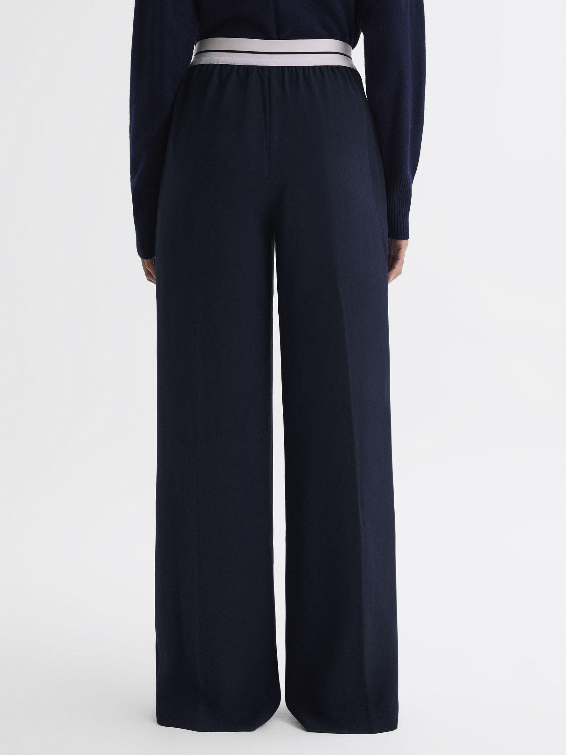 Wide Leg Elasticated Trousers in Navy Product Image
