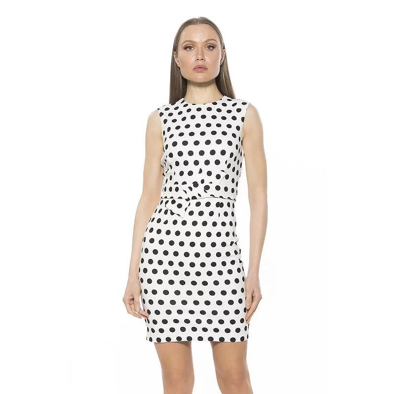 Women's ALEXIA ADMOR Crewneck Sleeveless Dress With Bow Belt, Size: Large, Black Product Image