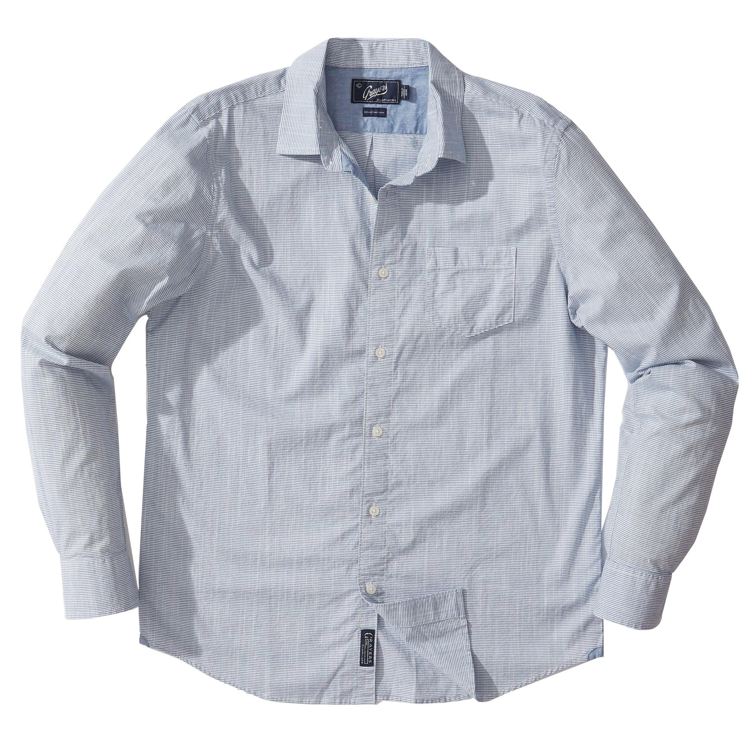 Stewart Microstripe Summer Chambray Slim Fit Shirt - Blue Cream Stripe (Final Sale)* Product Image