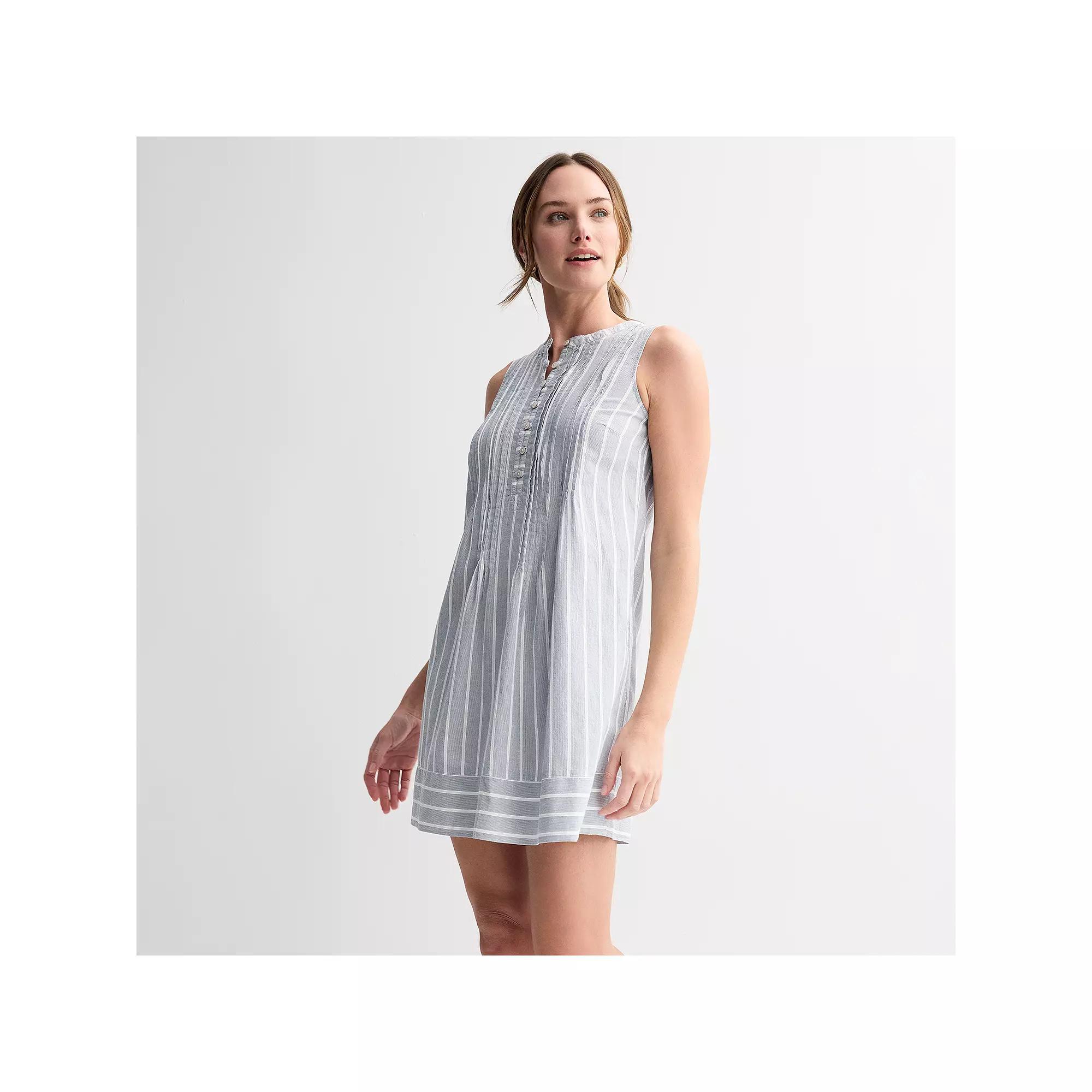 Women's Sonoma Goods For Life® Sleeveless Pintuck Dress, Size: XXL, Medium Blue Stripe Product Image