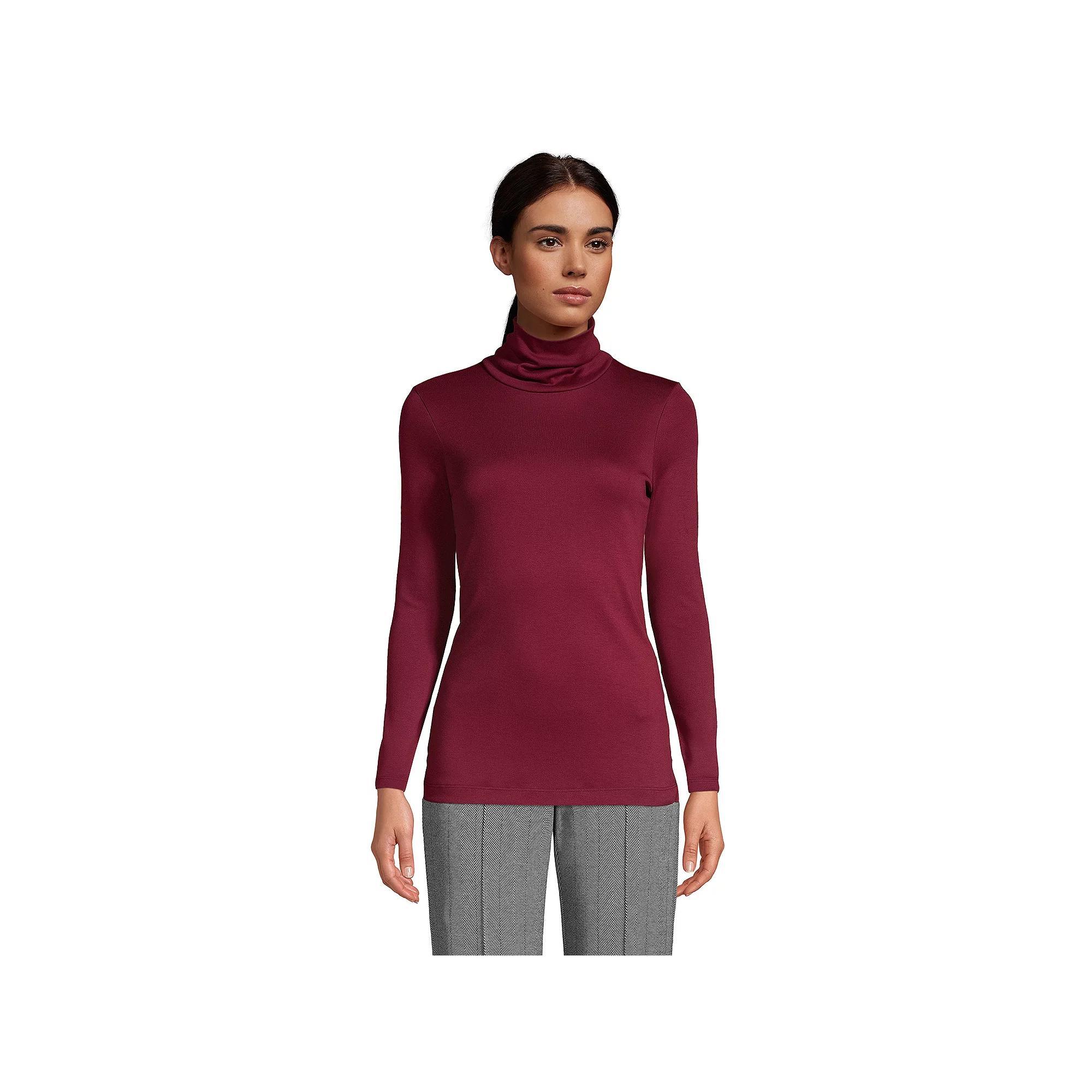 Womens Lands End Supima Cotton Long Sleeve Turtleneck Radiant Blue Product Image