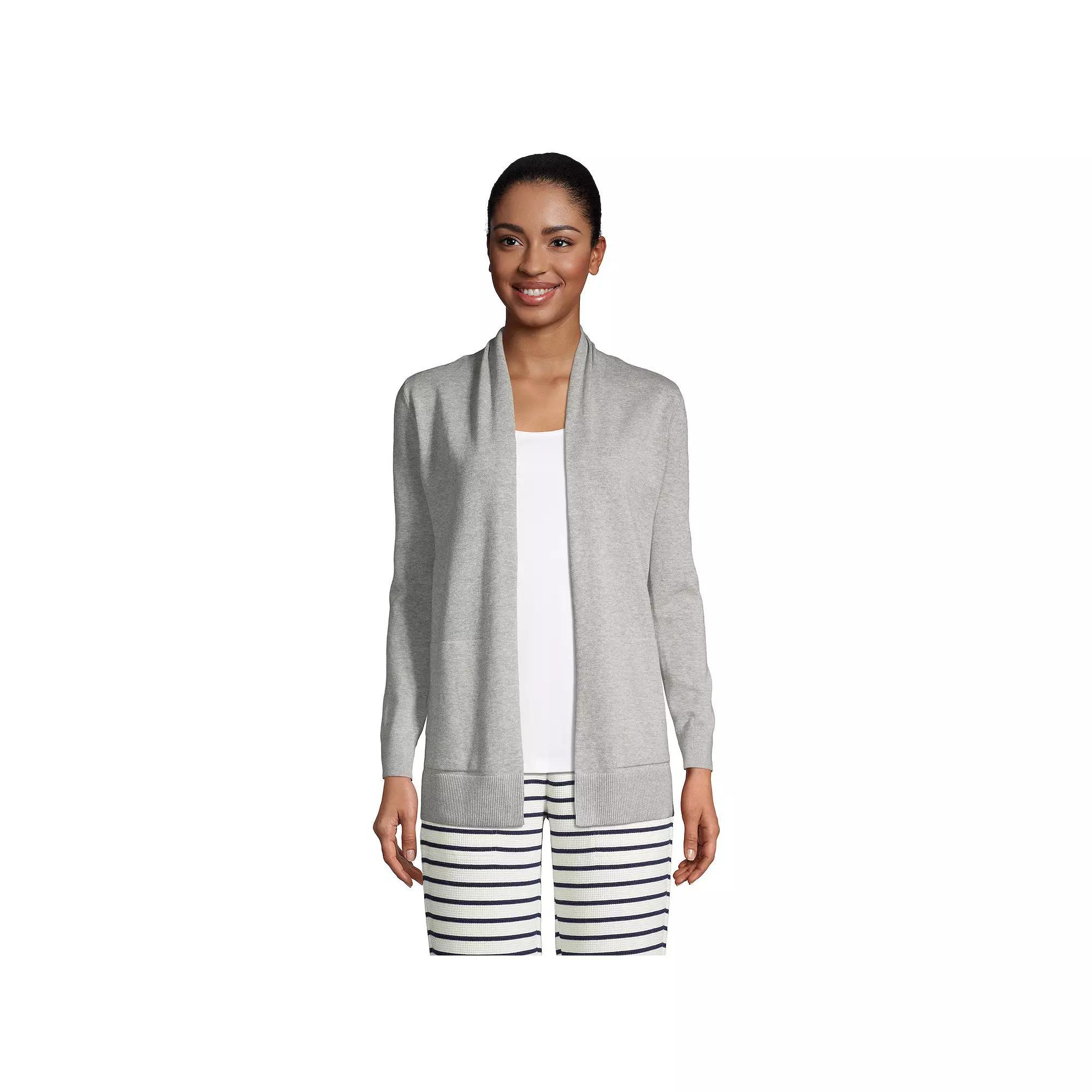 Women's Lands' End Open-Front Long Cardigan Sweater, Size: Medium, Radiant Blue Product Image