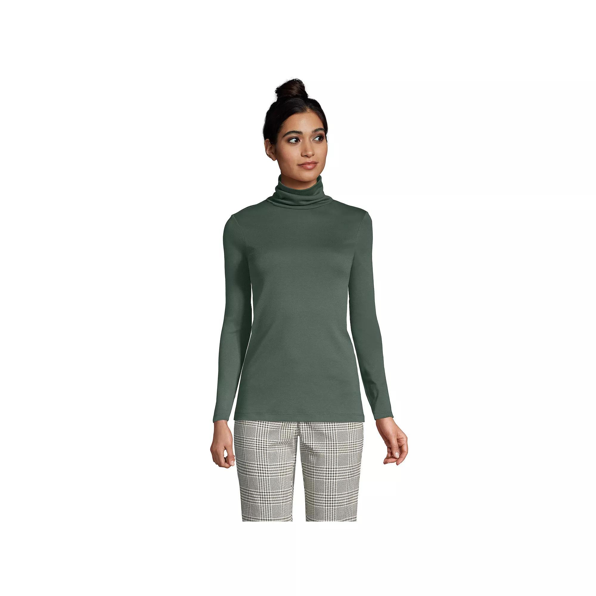 Womens Lands End Supima Cotton Long Sleeve Turtleneck Radiant Blue Product Image